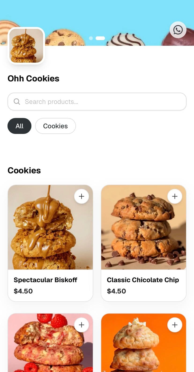 Ohh Cookies mobile storefront screenshot