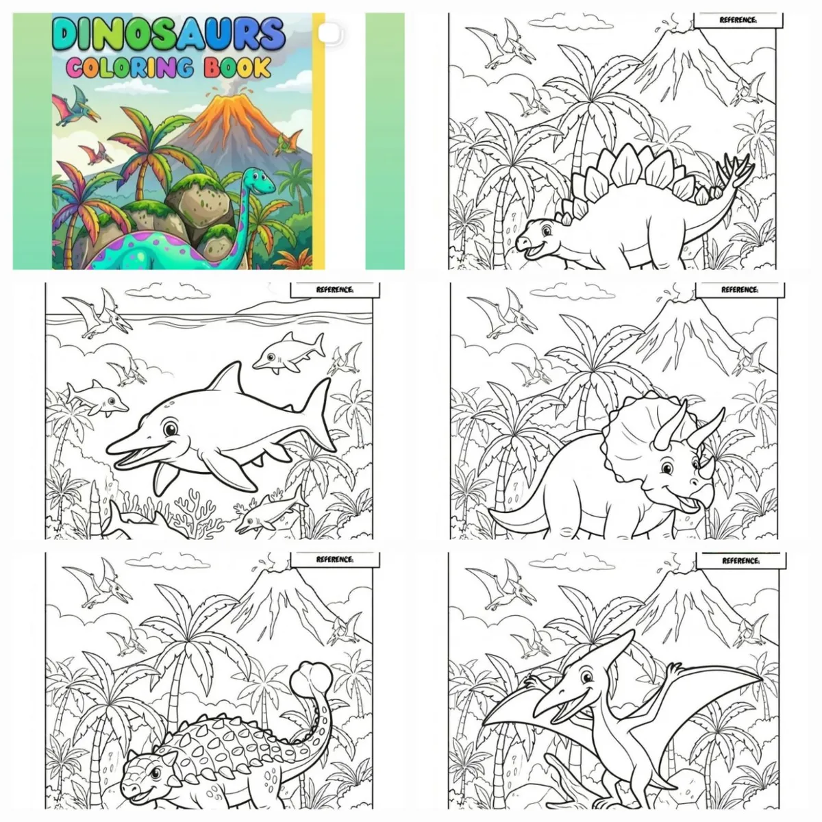 Dinosaurs coloring books