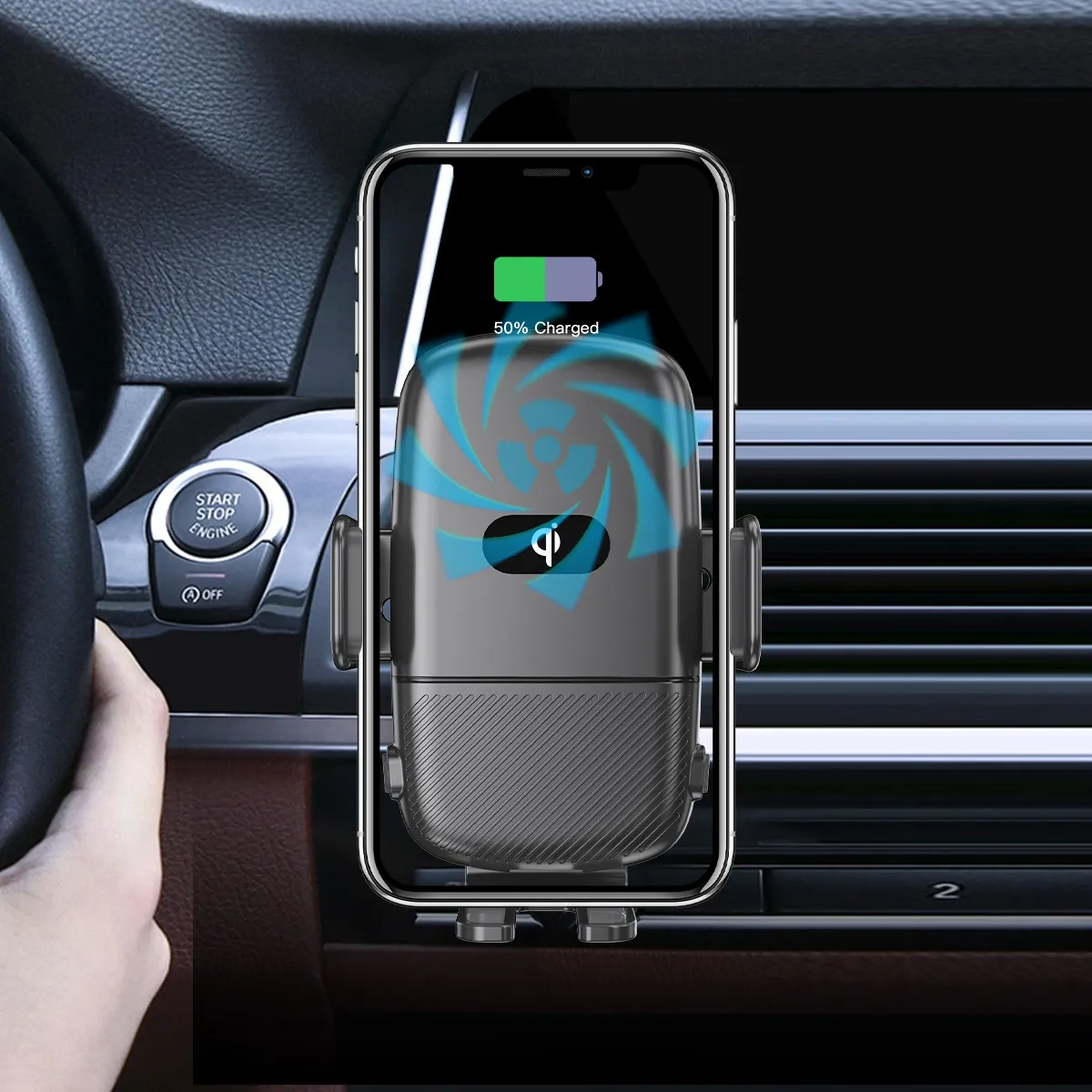 Dual Coils Automatic Induction Fast Wireless Car Charger – Phone Holder
