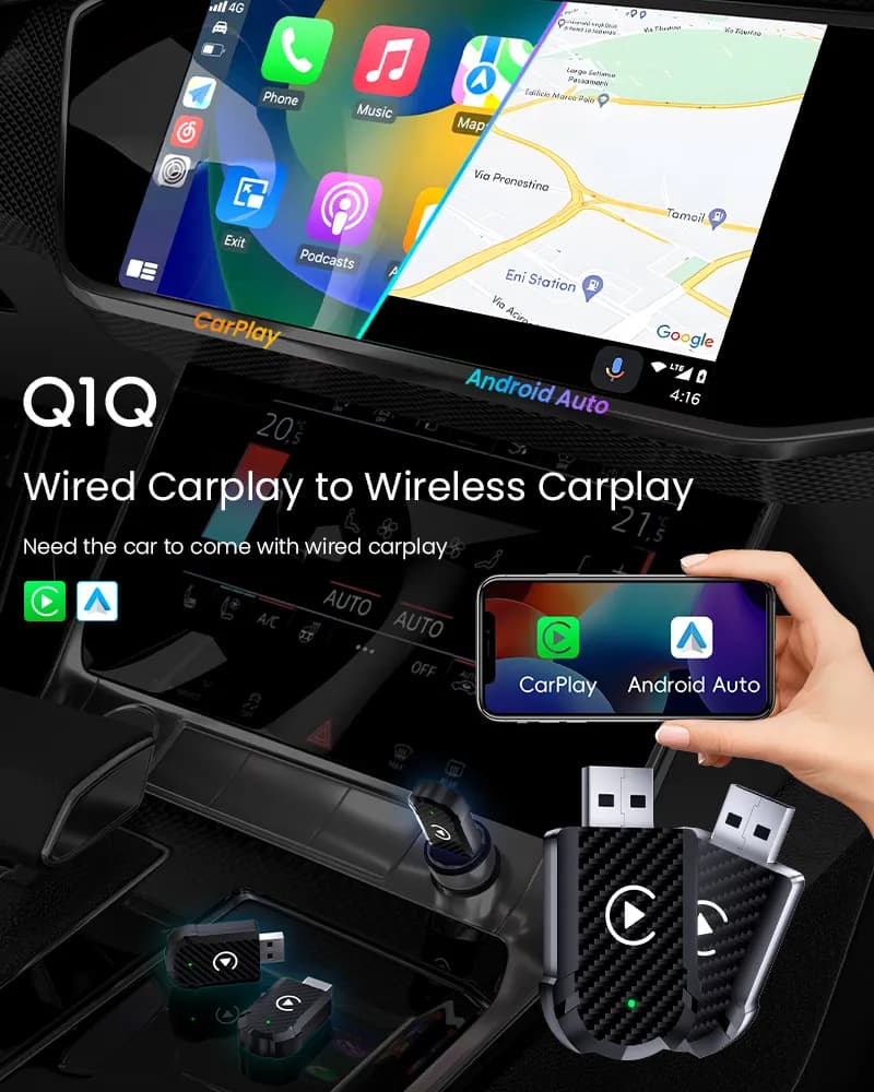 Car play-Dual interface(USB+TYPE-C) 2 in 1 Wireless Car play