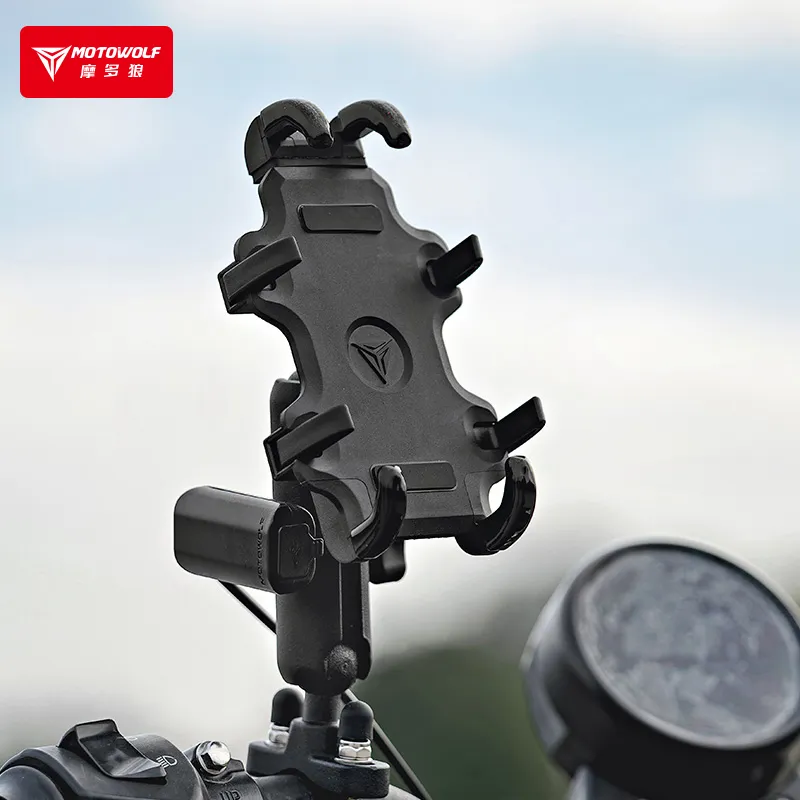 MOTOWOLF Fast-Charging Motorcycle Phone Holder.