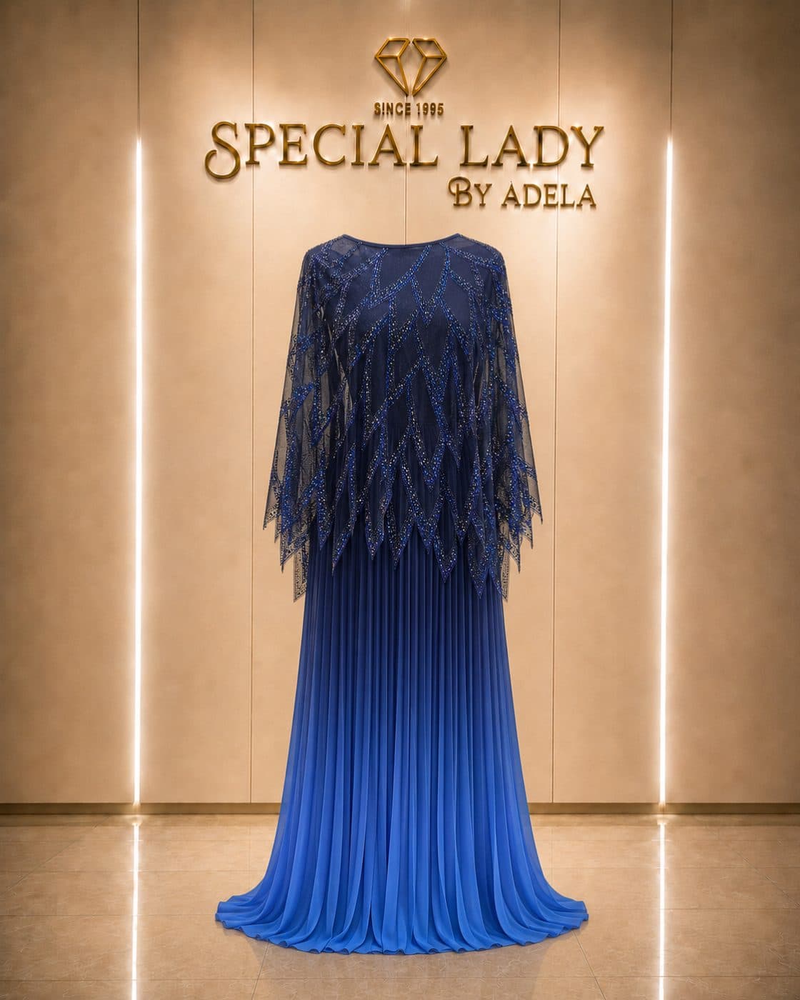 Midnight Sapphire Crystal Gown