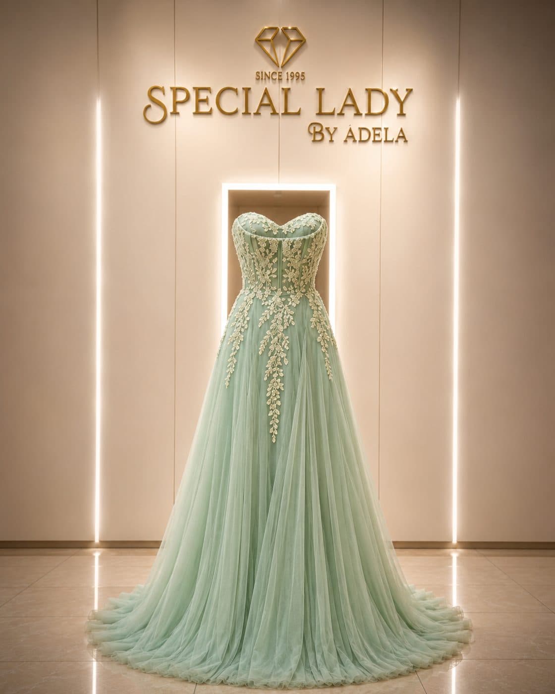 Celeste Mint Couture Gown