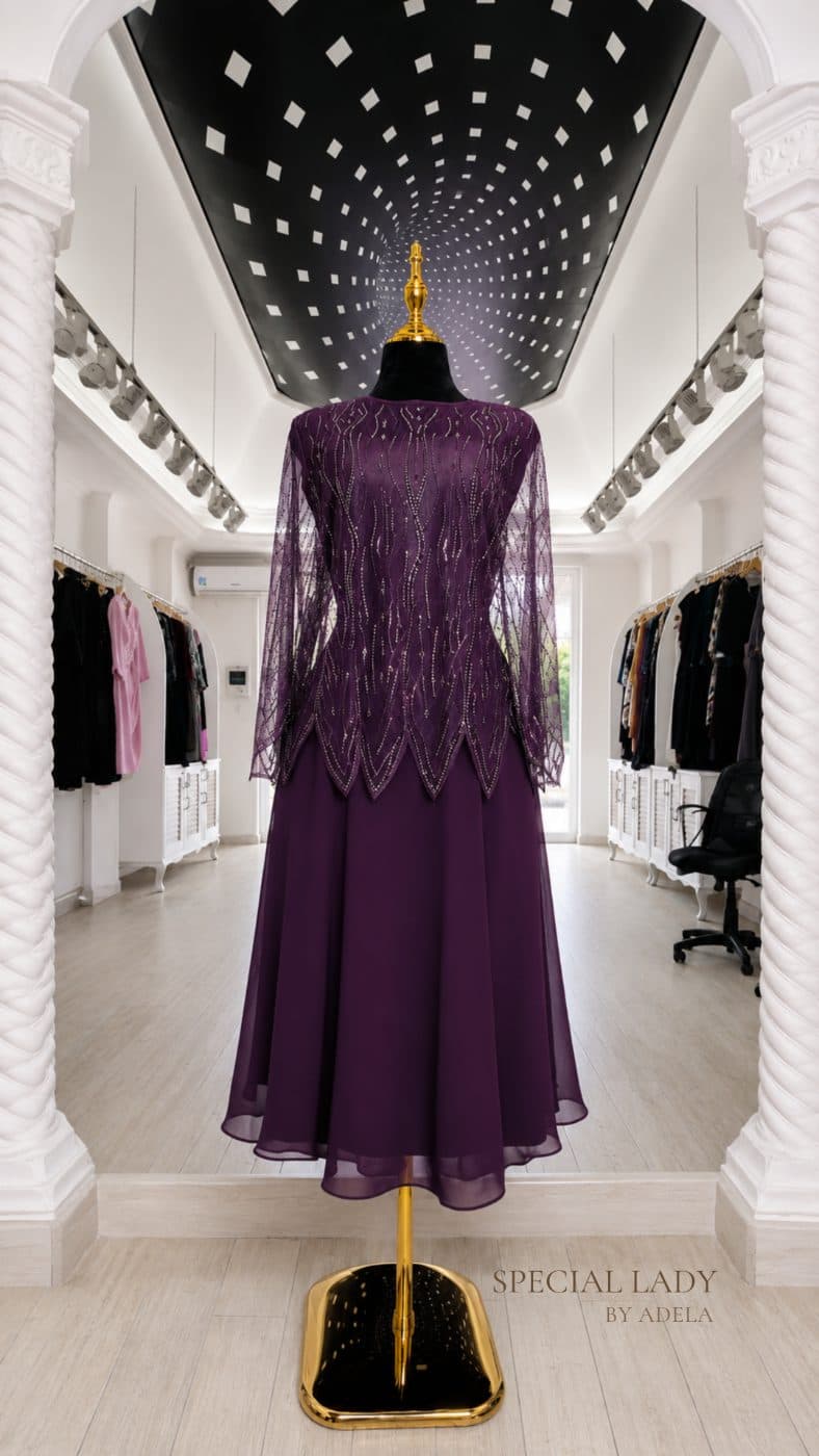 Plum Éclat Beaded Dress