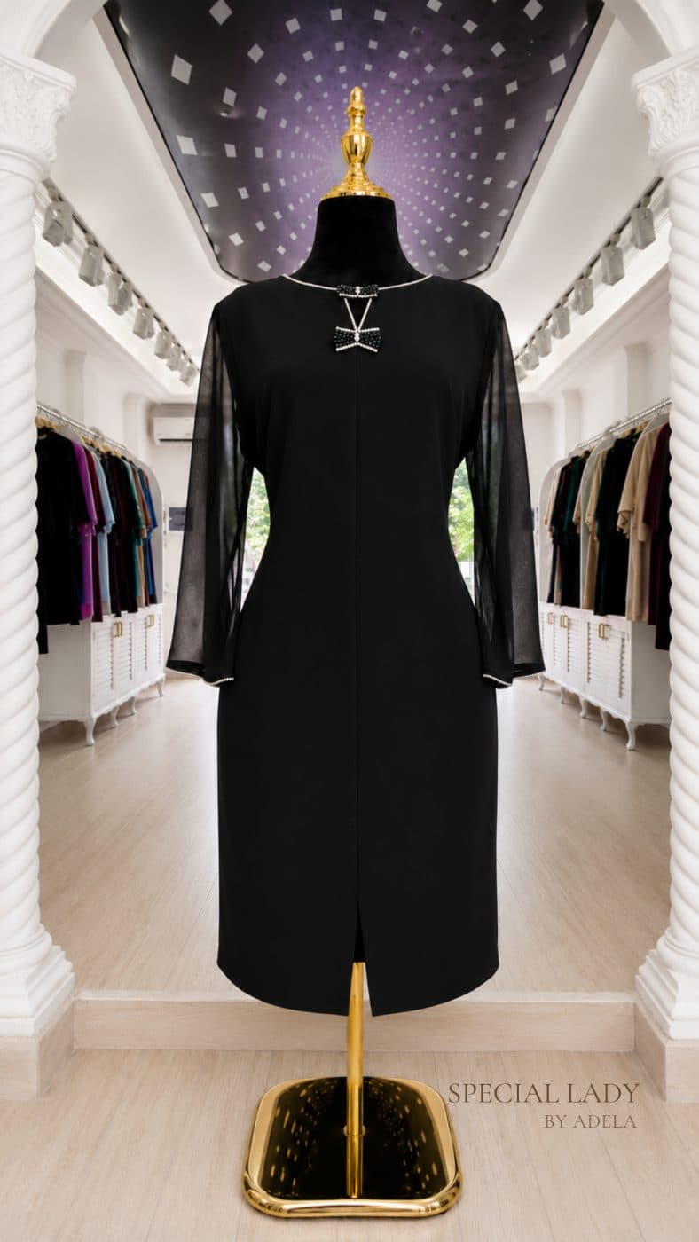 Noir Bow Sheath Dress