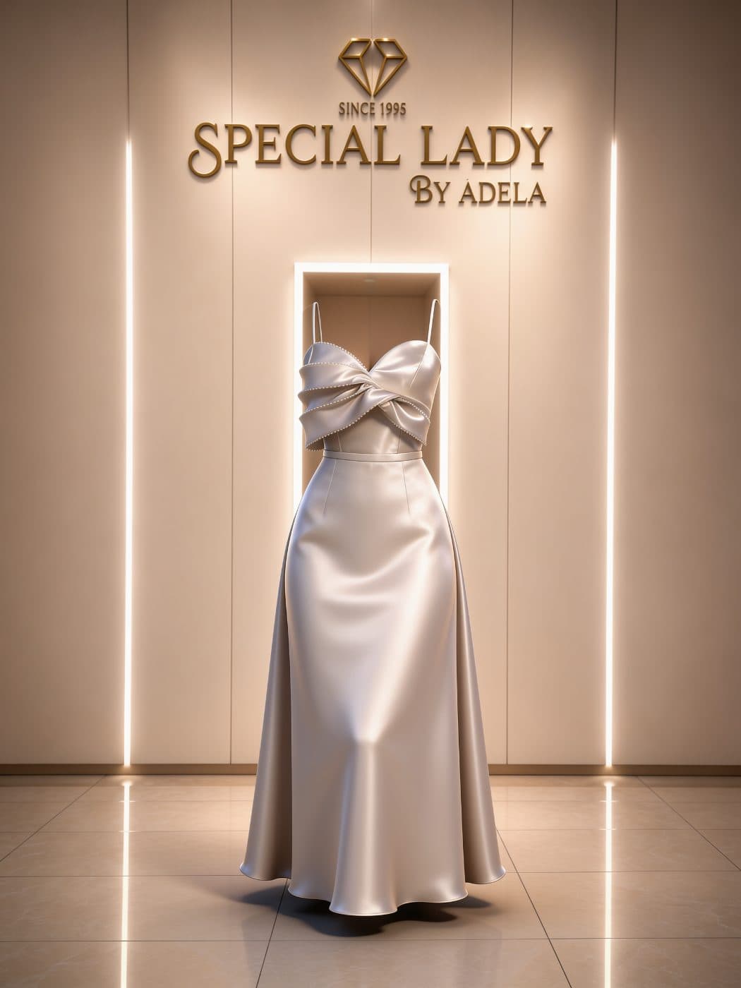 Pearl Satin Midi Dress
