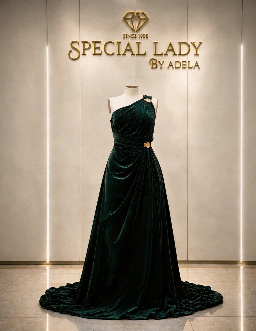 Emerald Muse One-Shoulder Gown