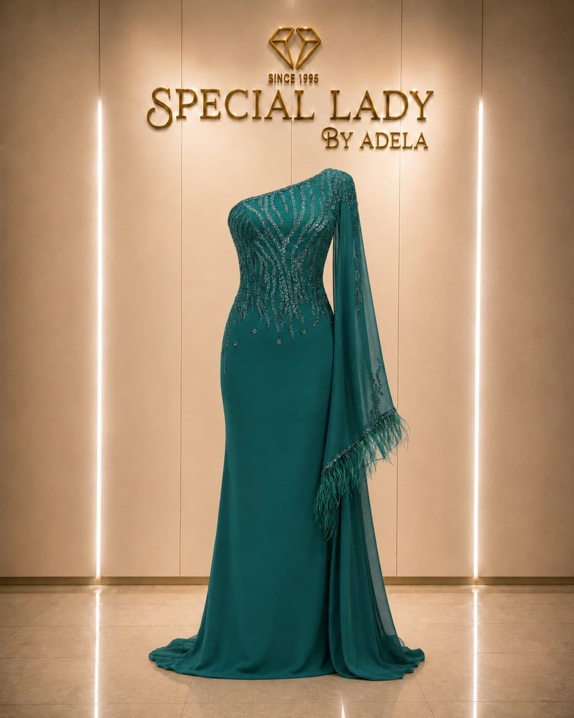 Emerald Feather Éclat Gown