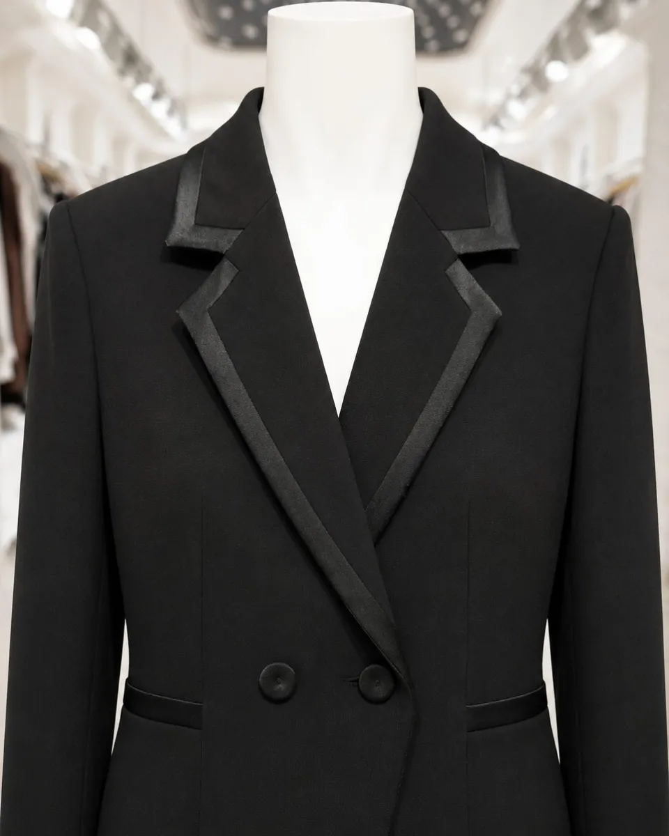 Black Double-Breasted Tuxedo Trouser Suit