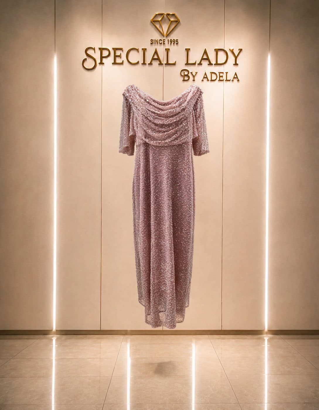 Rose Champagne Shimmer Dress