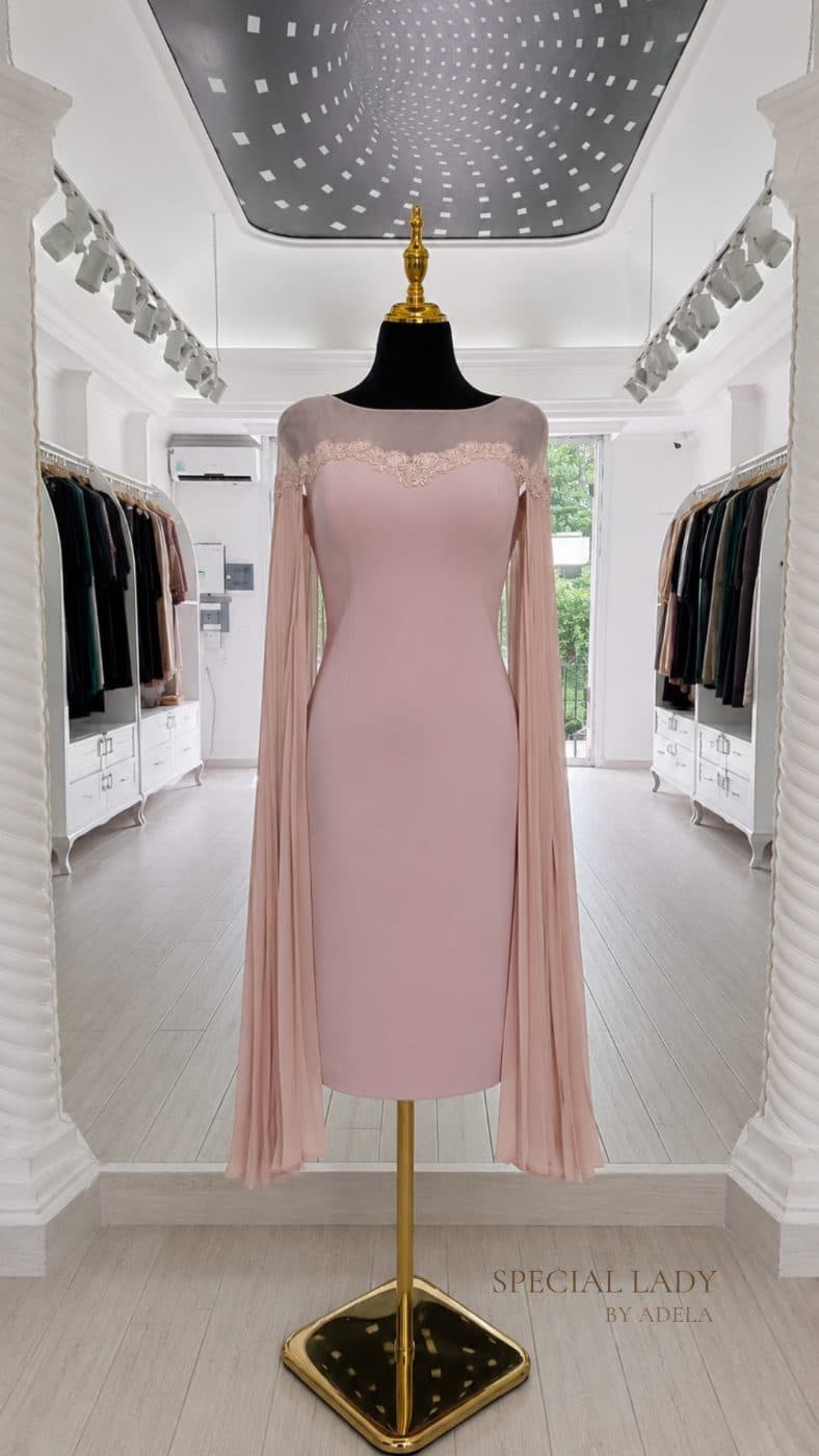 Blush Grace Cape Dress