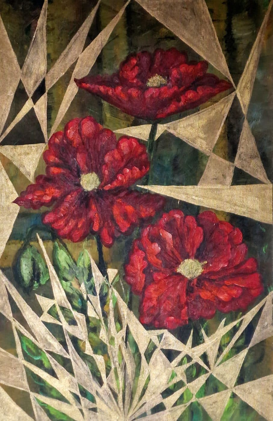 Abstract Red Floral Canvas Art