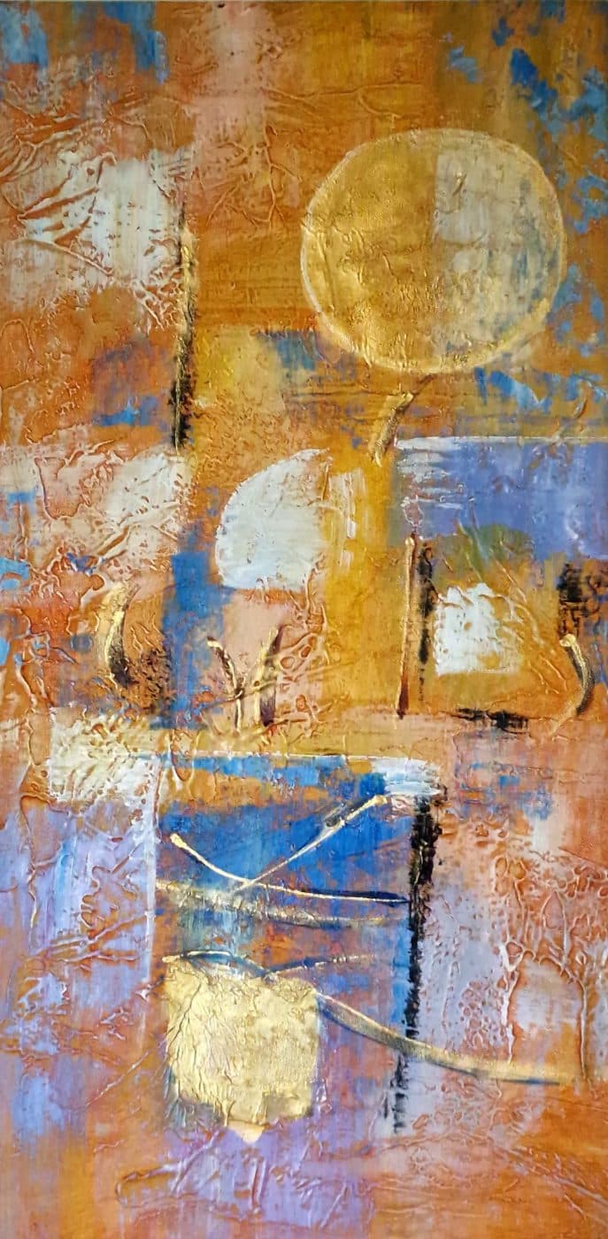 Abstract Gold & Blue Canvas Art