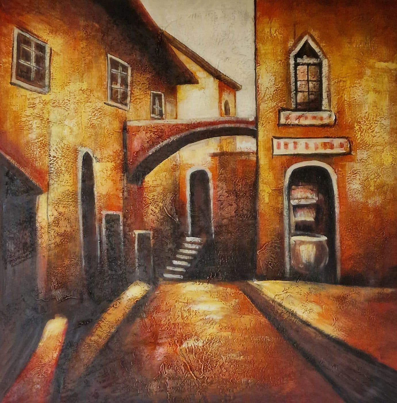 Mediterranean Street Scene Canvas Art