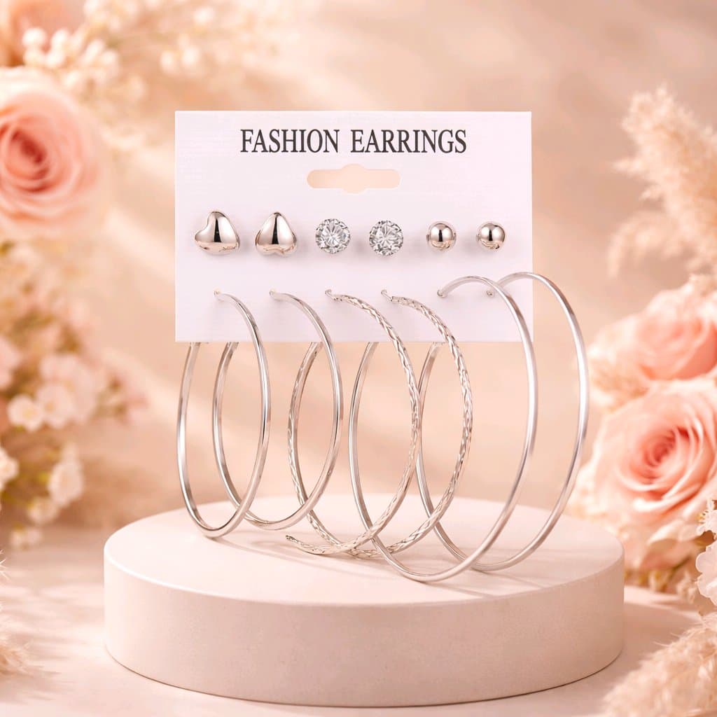 Round silver earings