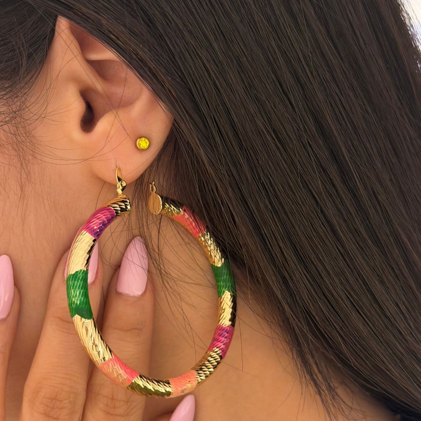 The rainbow hoops earrings