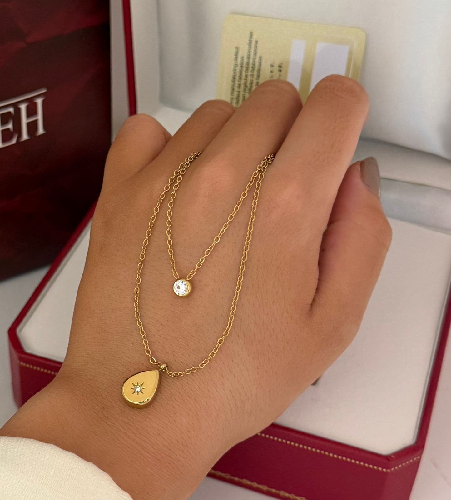 Solitaire Double Chain Necklace