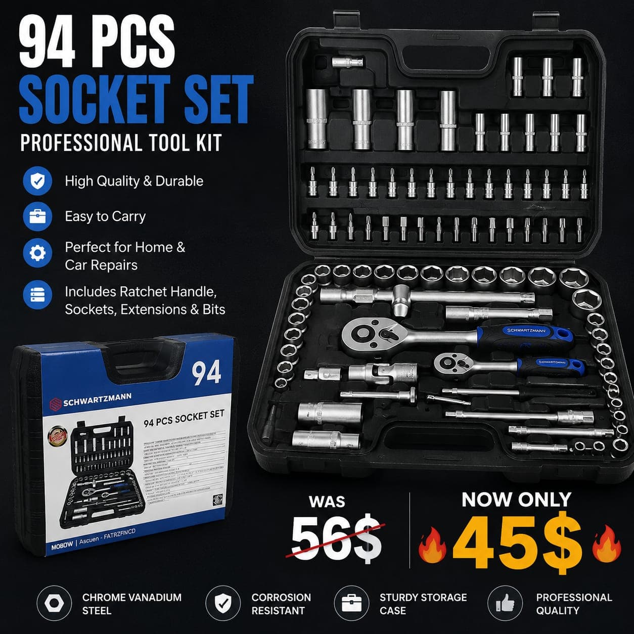 Shwartzmann professional tool kit 94 pcs