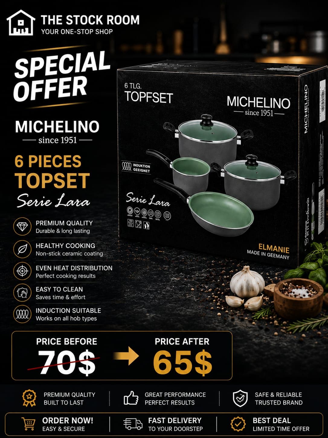 MICHELINO Cookware Set โ 6 Pieces