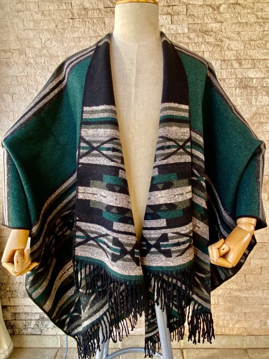 Unisex double sided recycled poncho