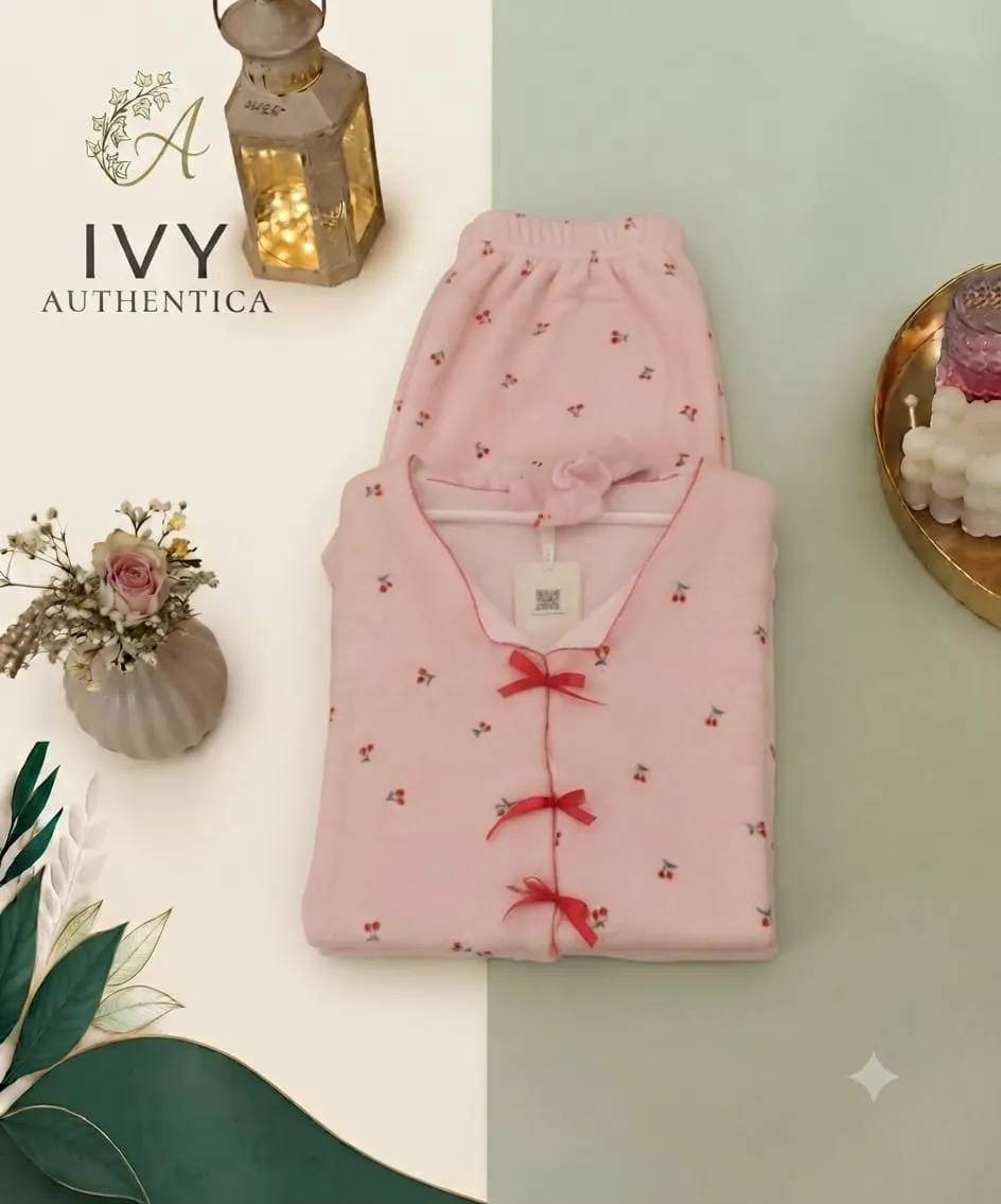 Cherry Ribbon Pajama Set