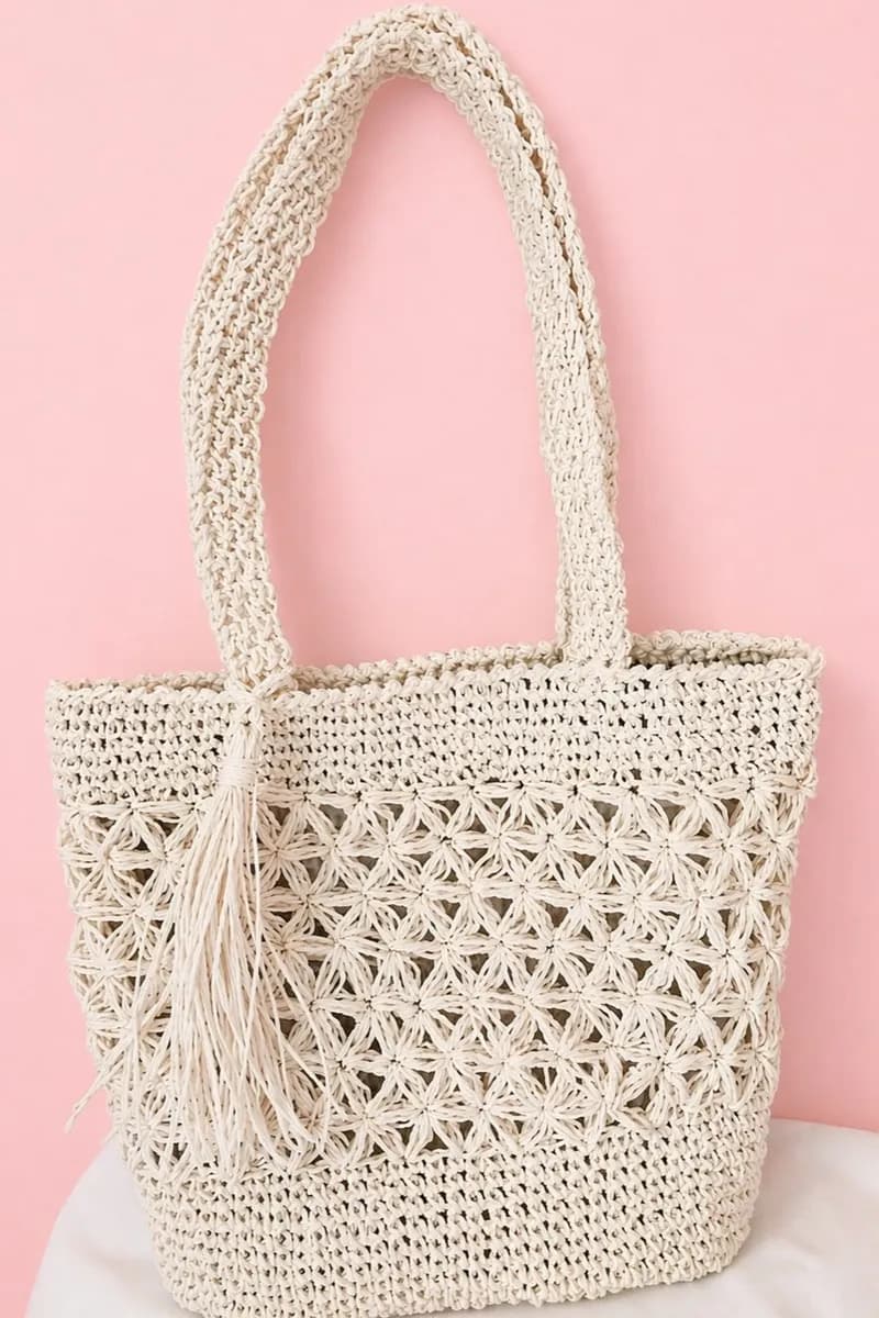 Off-white raffia beach bag