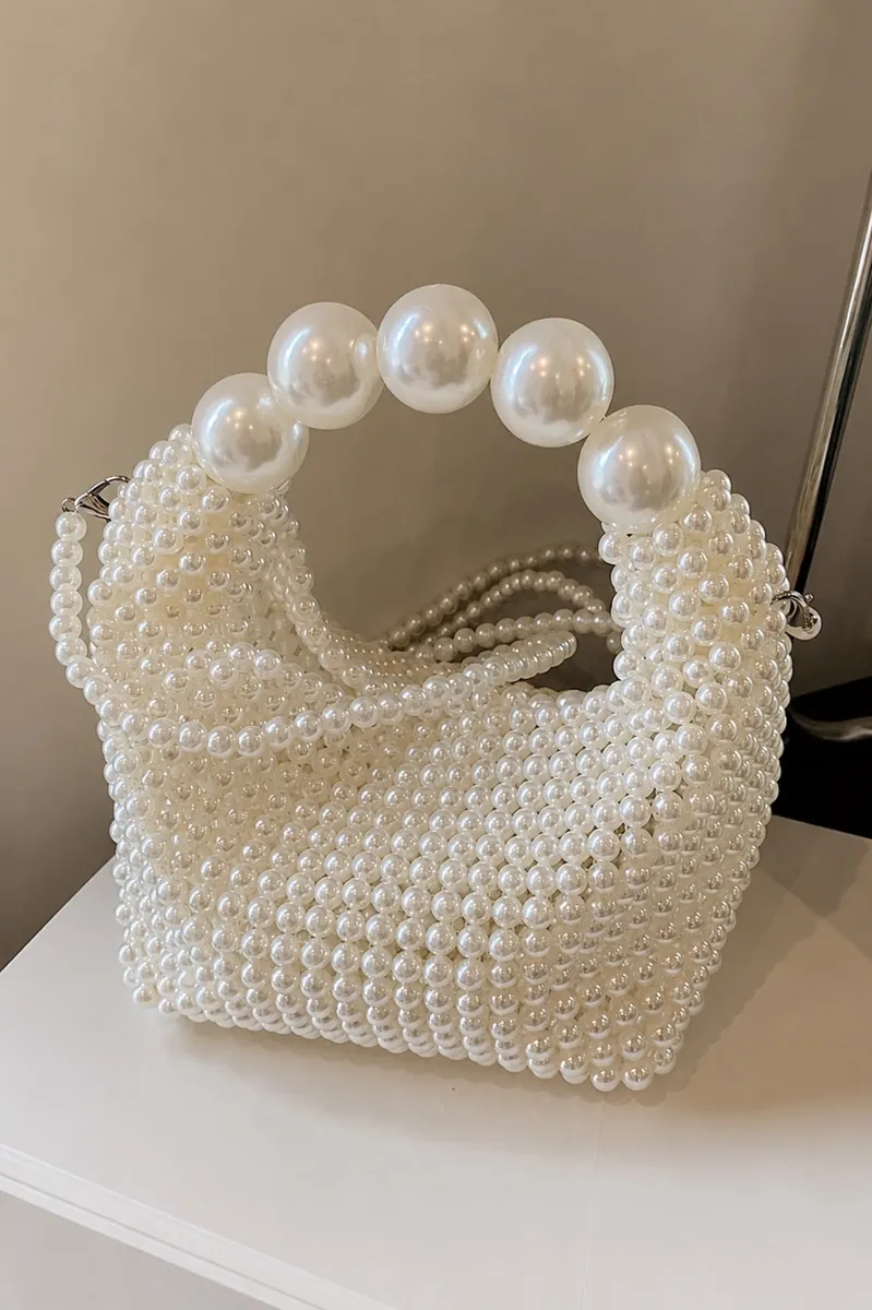 Large capacity pearl handbag