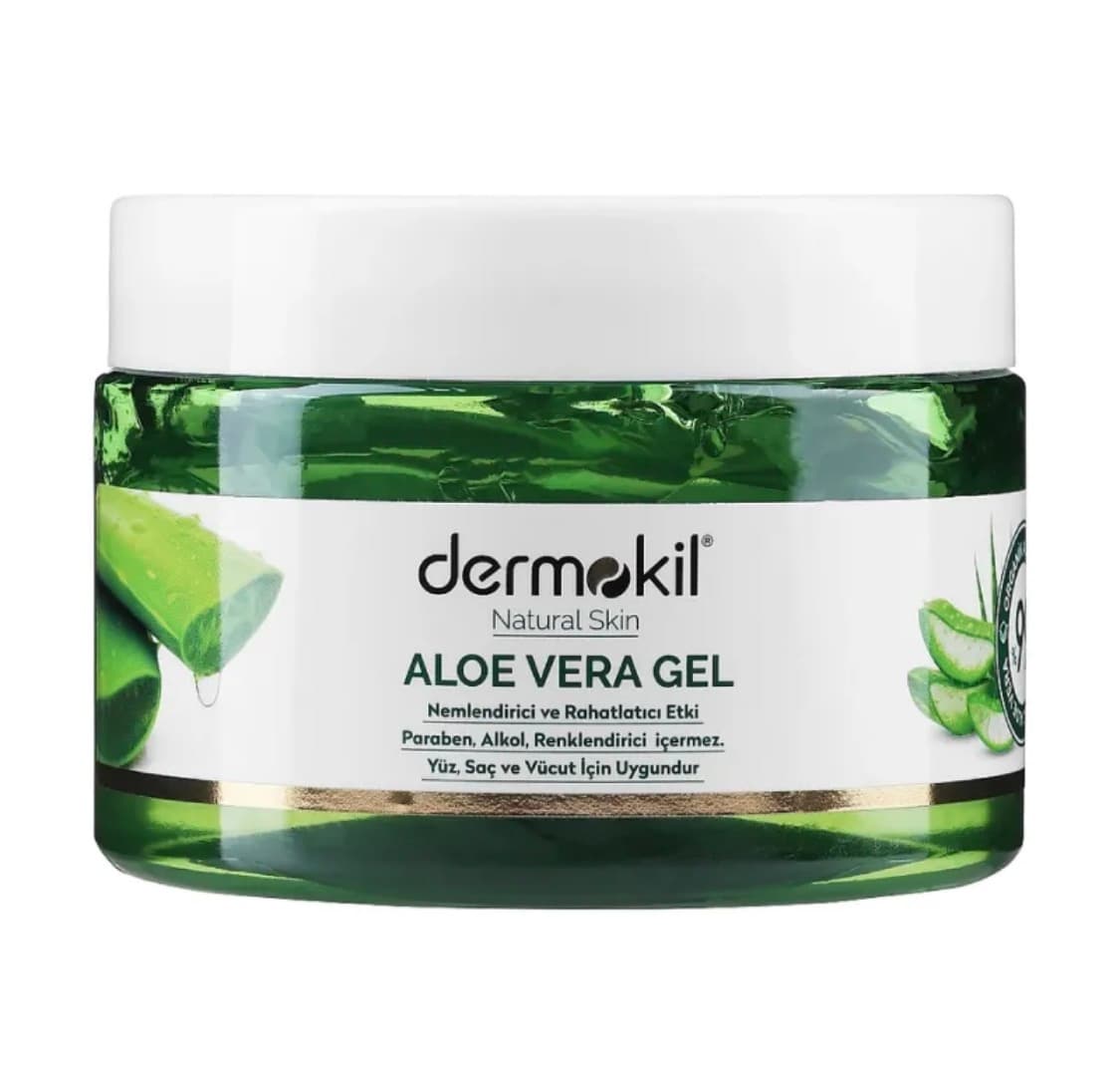 Aloe Vera Gel (300ml) by Dermokil - Hydrating and Soothing Gel for Face, Body, and Hair
