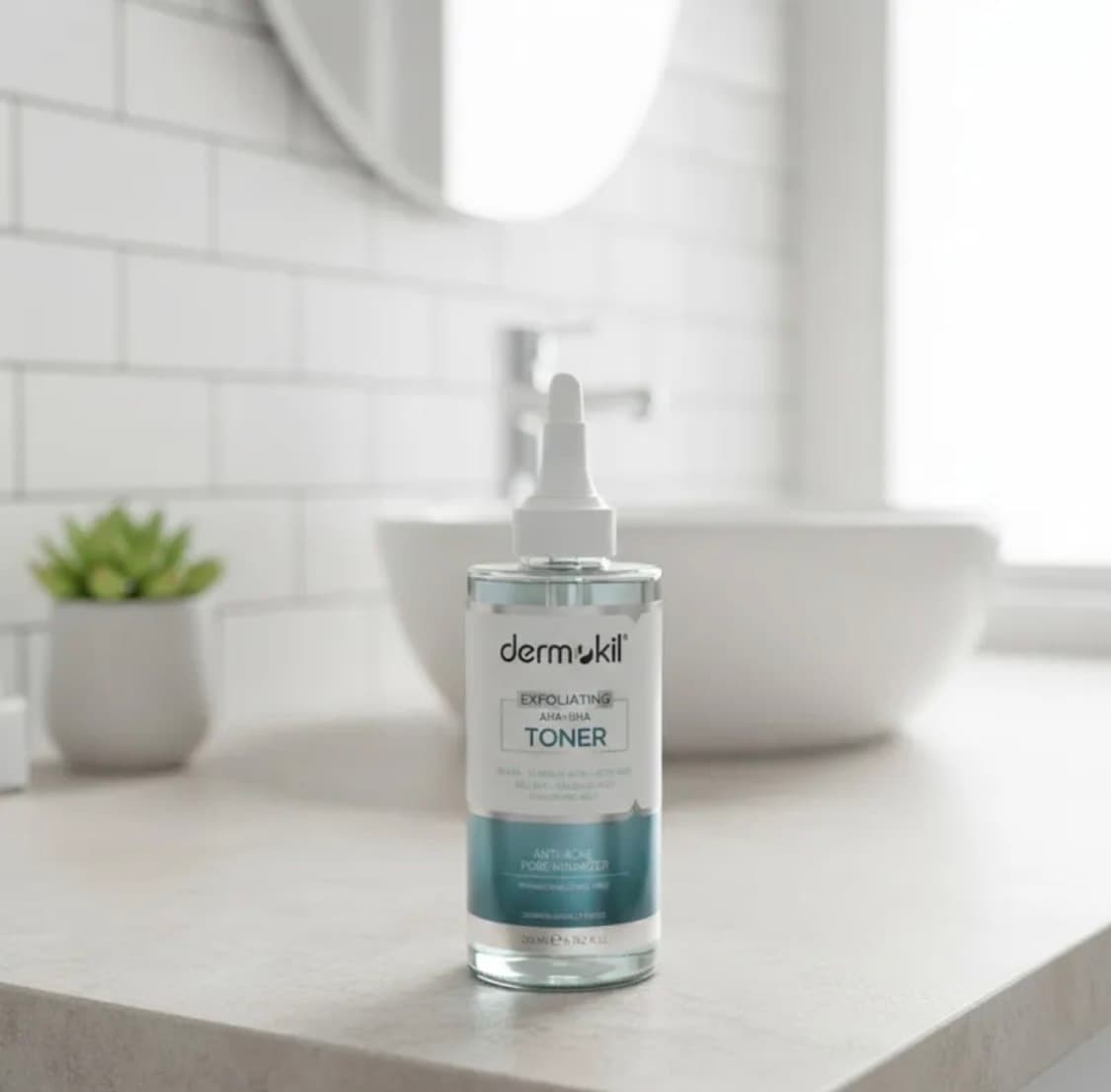 Exfoliating Toner AHA+BHA-Anti-Acne Pore Minimizer & Skin Brightening Toner by Dermokil