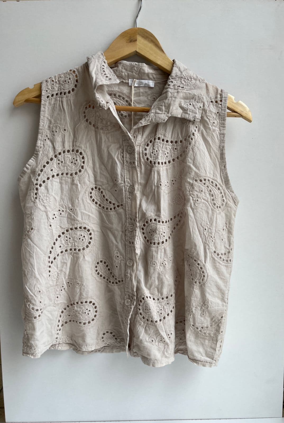 beige crochet vest