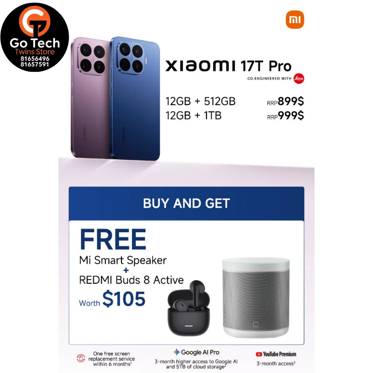 ® Xiaomi 17T Pro 512GB / 1TB 🎁 احصل على هديه مجانية بقيمة 105$
