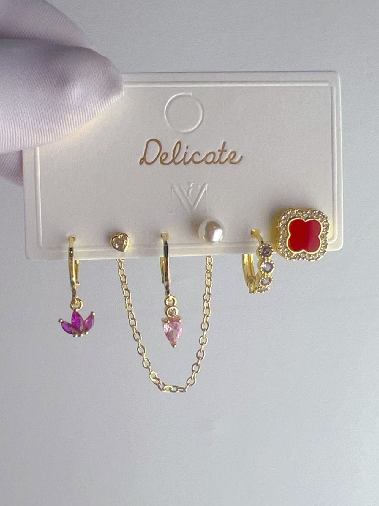Ruby Charm 6-Piece Earrings Set