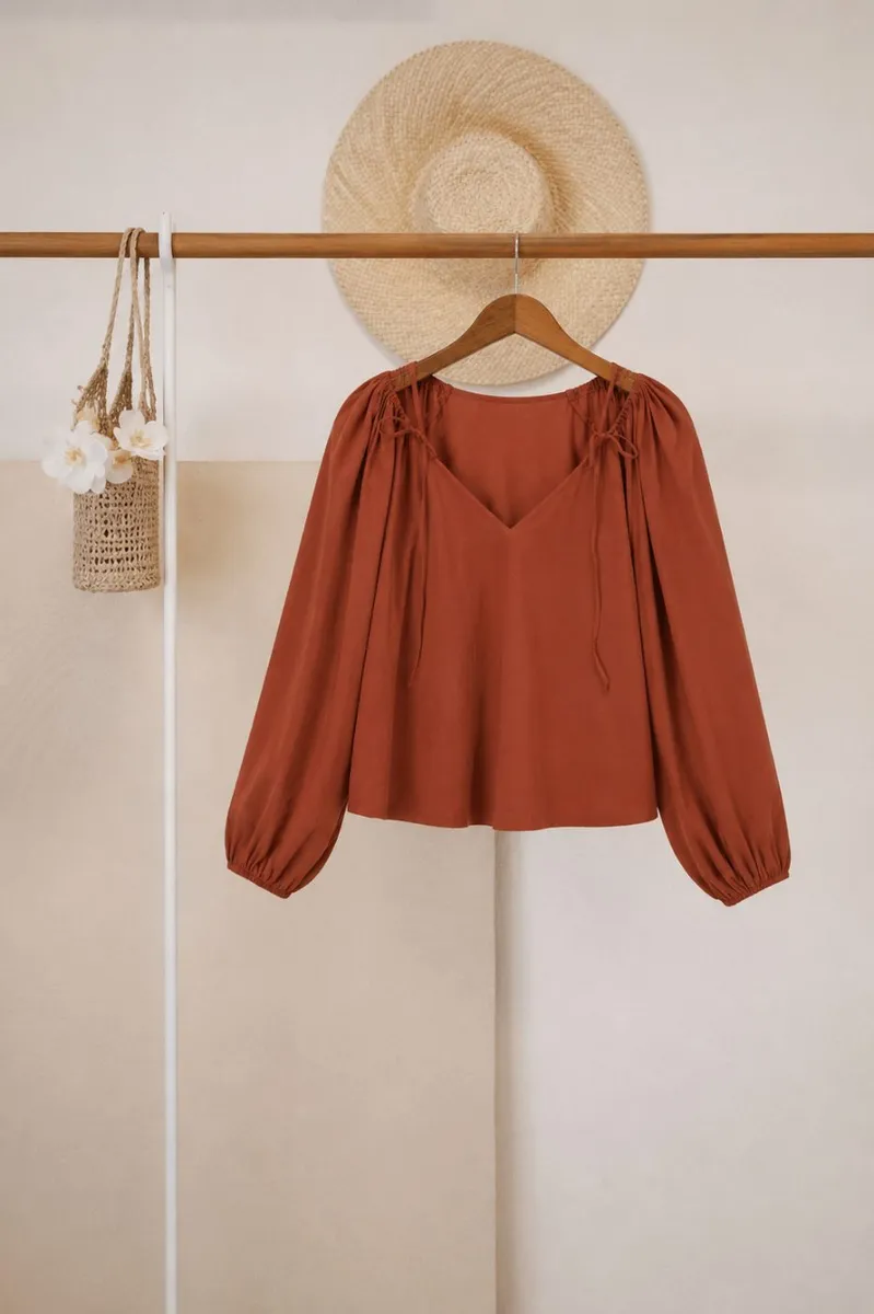 SINSAY Brick Long Sleeve Blouse