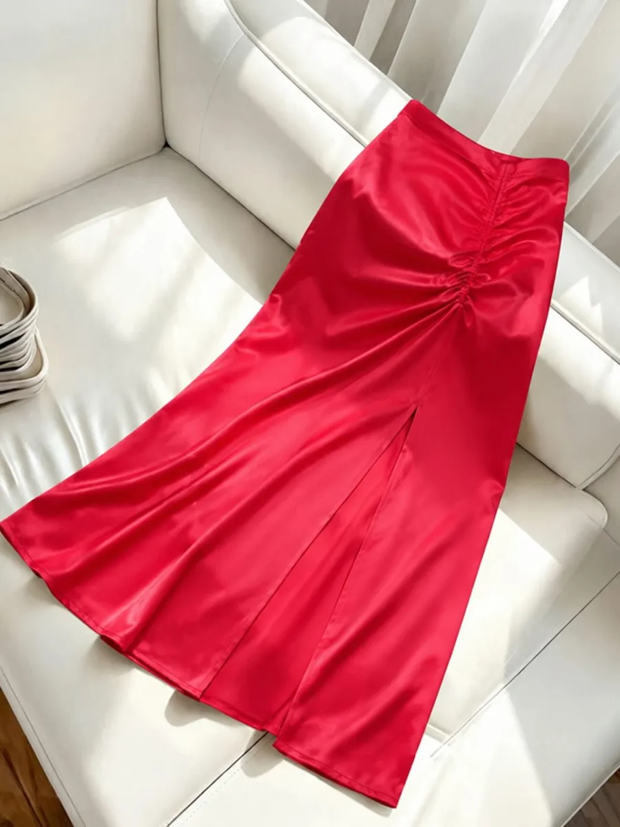 SINSAY Red Midi Skirt