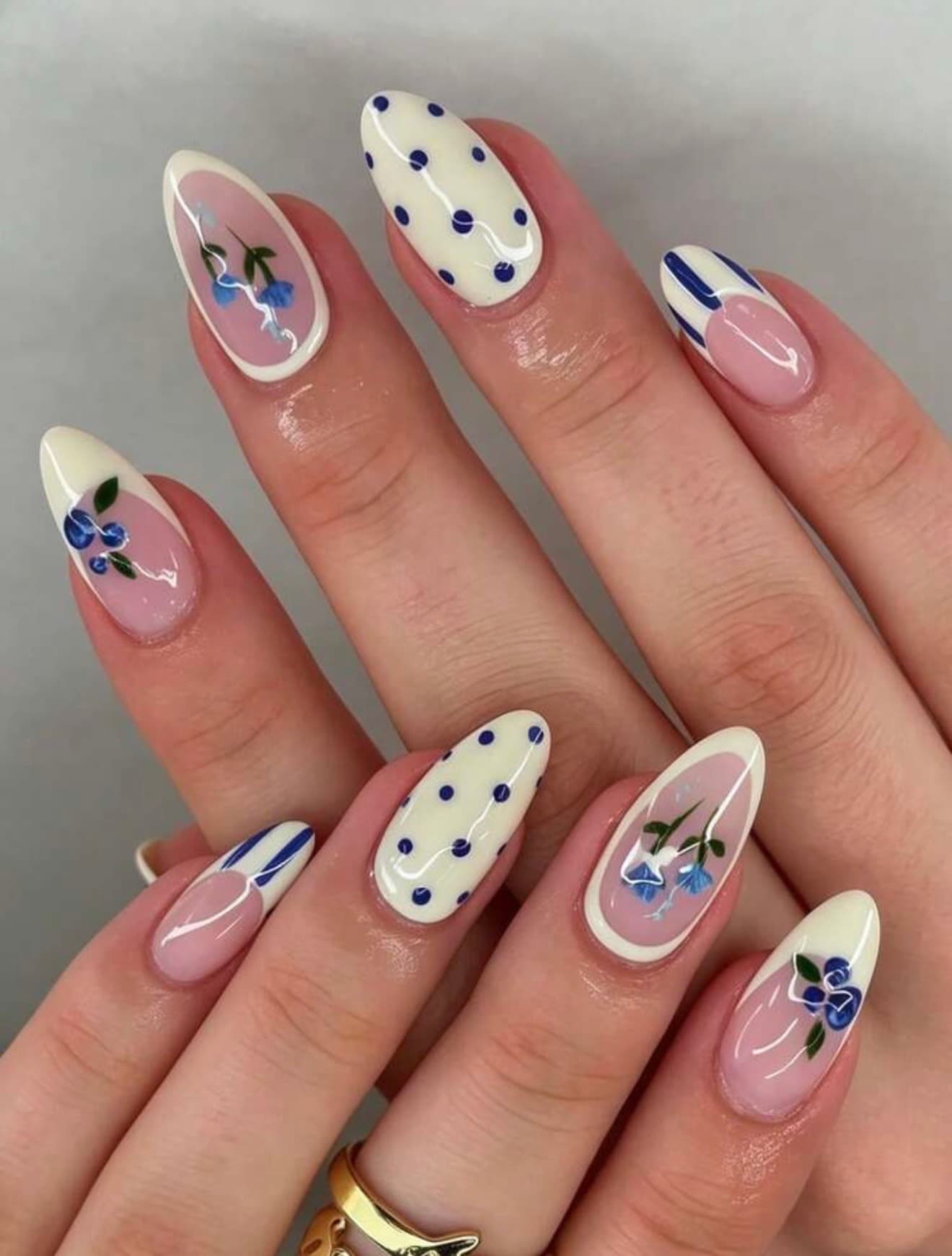 Blue Blossom Press-On Nails
